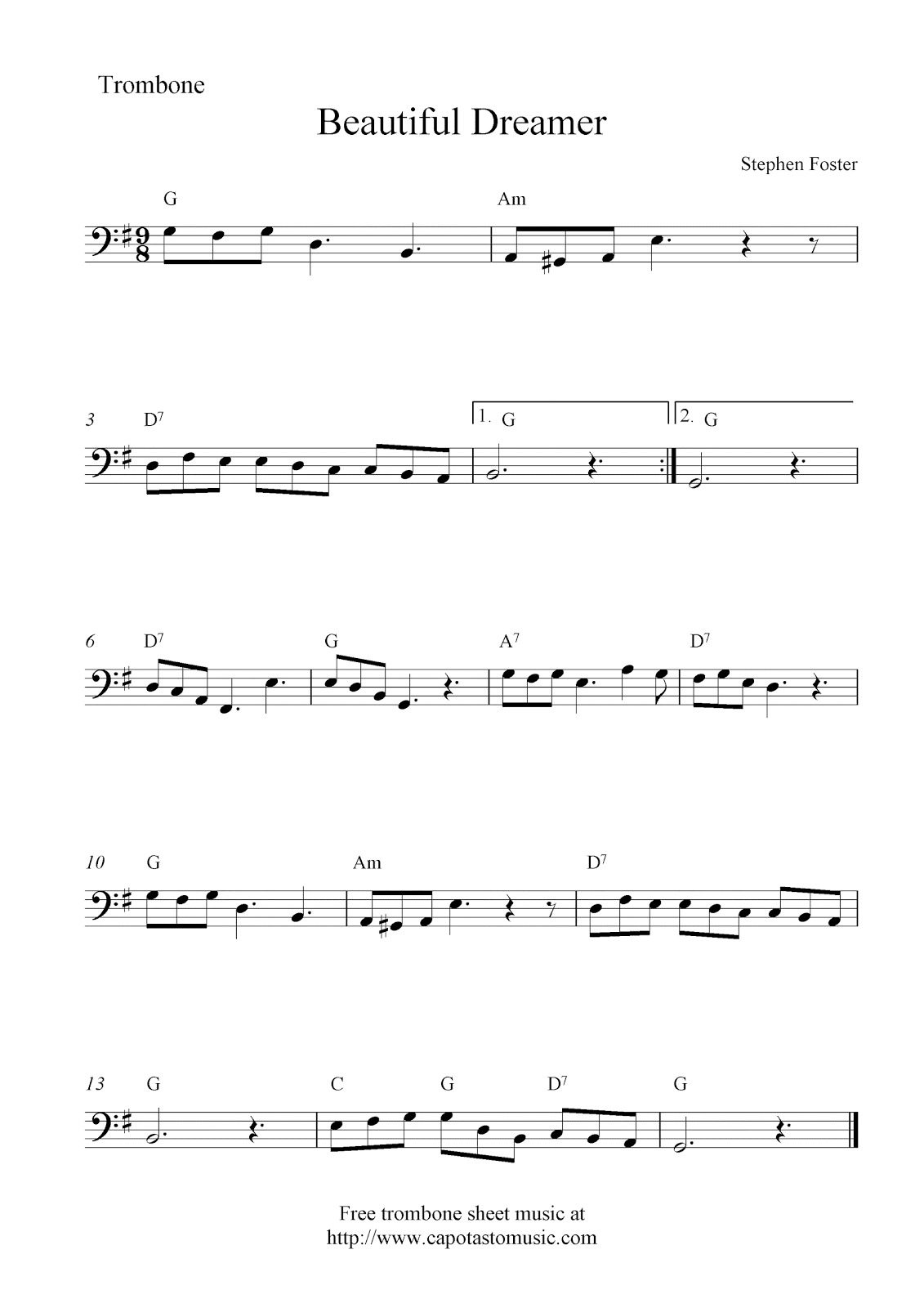 Easy Sheet Music For Beginners Free Trombone Sheet Music Beautiful Dreamer Easy Sheet Music For Beginners Free Trombone Sheet Music Beautiful Dreamer