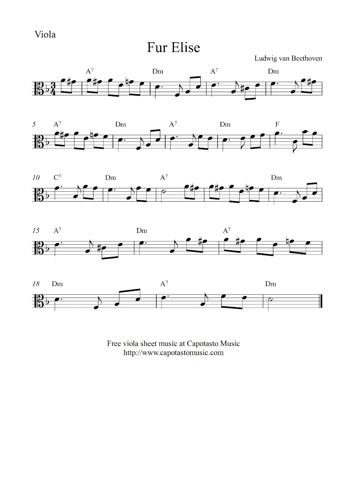 Easy Sheet Music For Beginners Free Viola Sheet Music Score Fur Elise