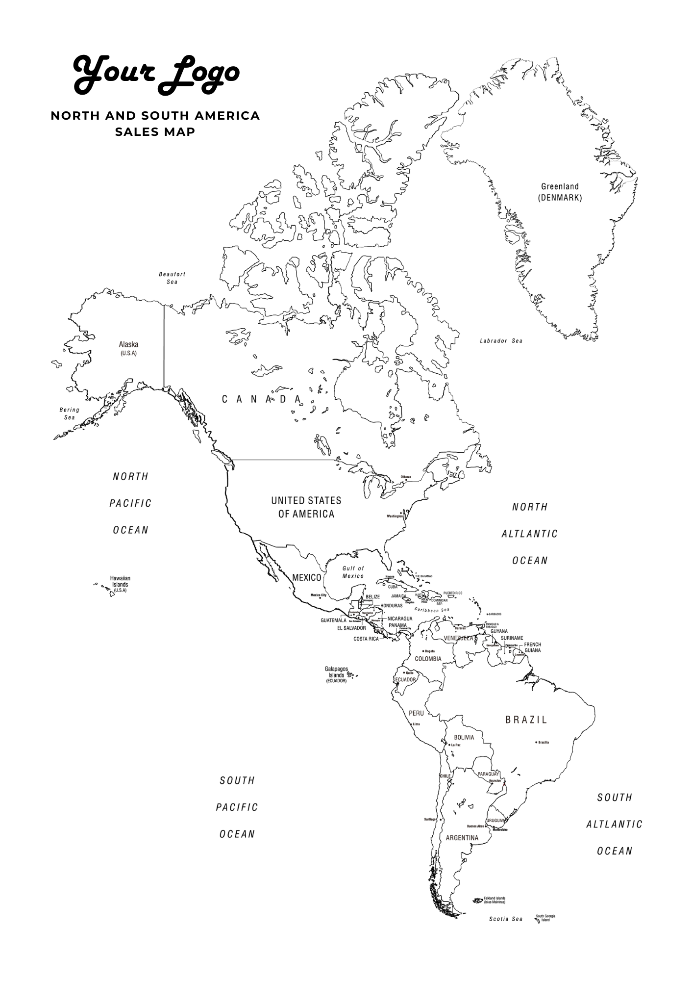 Editable Canva North And South America Sales Map Coloring Page road Trip Map Travel Map Tracker Aiwsolutions