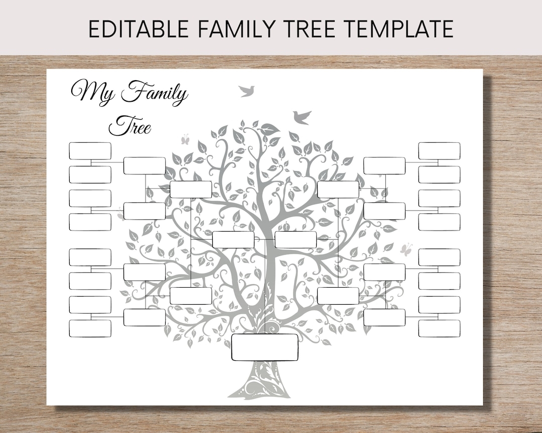 Editable Family Tree Template For Five Generations Etsy Editable Family Tree Template For Five Generations Etsy