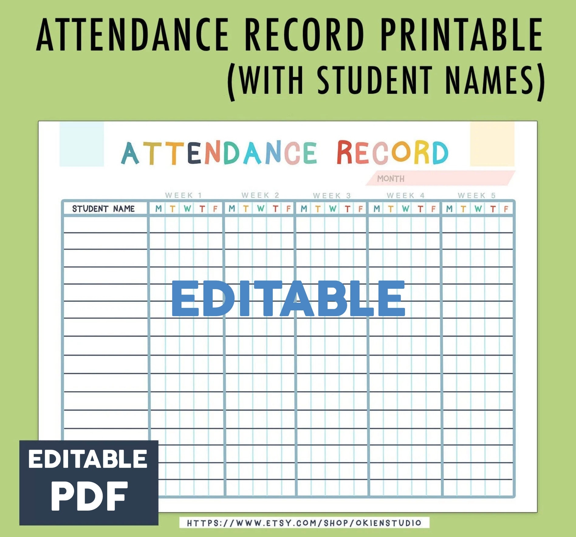 Editable Homeschool Attendance Sheet Teacher Log Digital Tracker Teacher Plan Template Simple Fun Attendance Record Editable PDF School Etsy