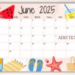 EDITABLE June 2025 Calendar Printable Calendar Summer Calendar W 