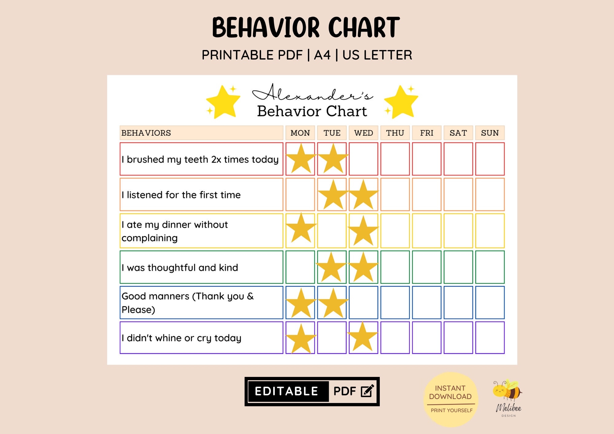 Kids Behavior Chart Printable Kids Behavior Chart Printable