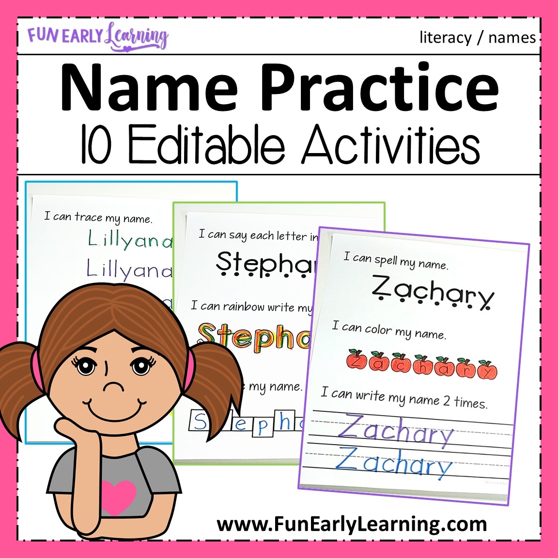 Editable Name Practice Name Writing Worksheets Fun Early Learning
