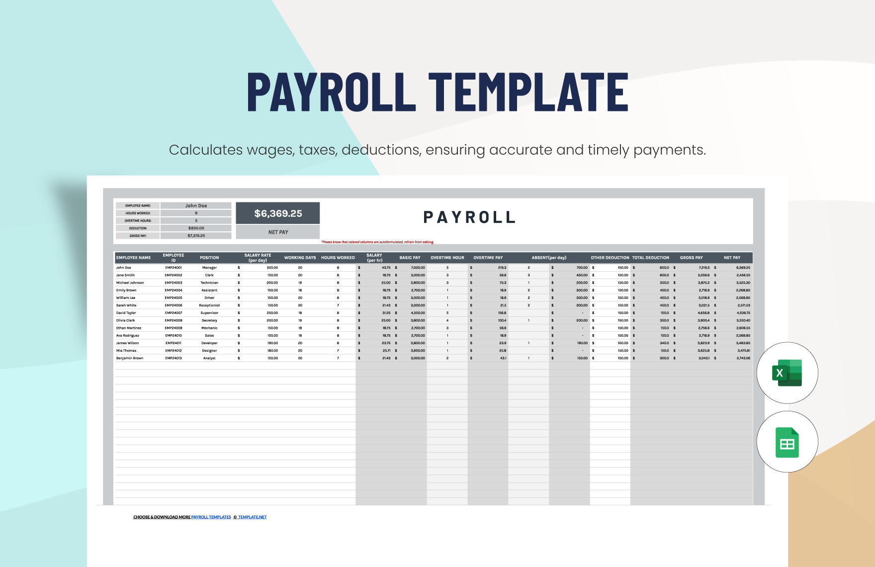 Free Printable Payroll Sheets