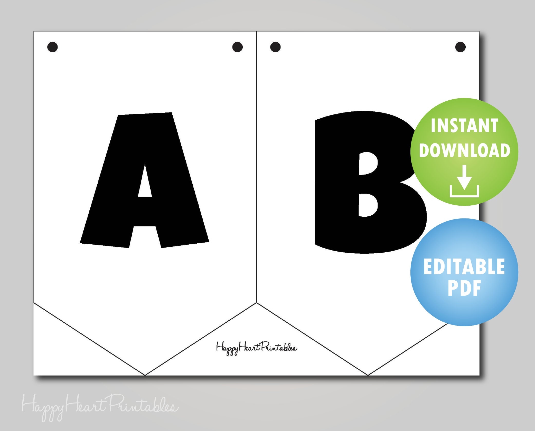 Editable Pennant Banner Template Printable Banner Template Etsy