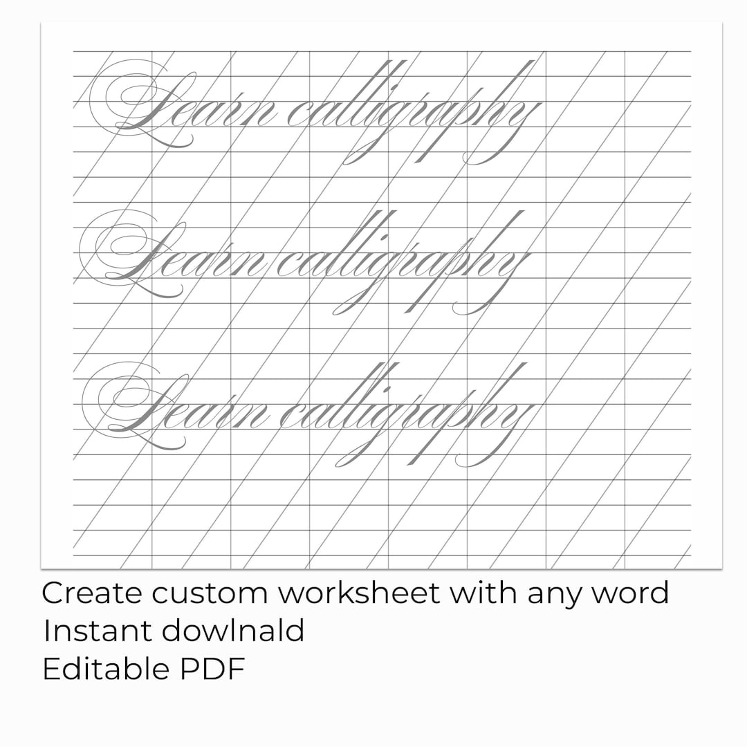 Editable Printable Spencerian Penmanship Practice Sheet Create Your Own Handwriting Practice Worksheets Calligraphy Worksheets Etsy
