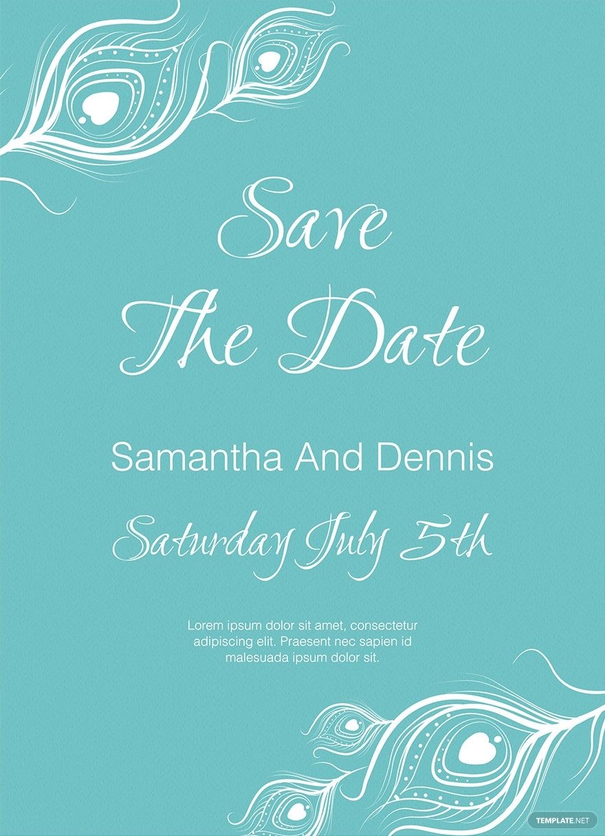 Elegant Peacock Wedding Invitation Template In Publisher Word 