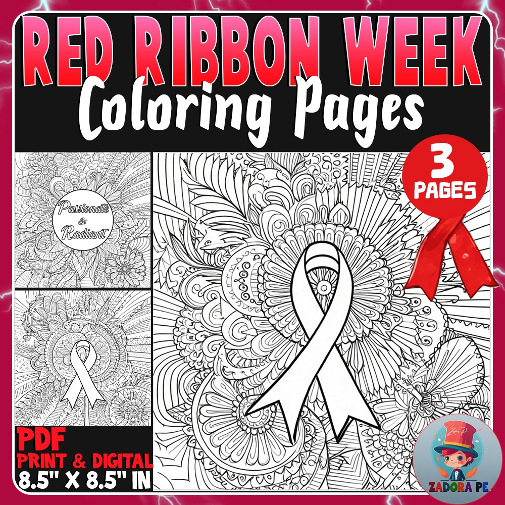 Empowering Red Ribbon Week Mandala Bulletin Board U0026 Coloring 