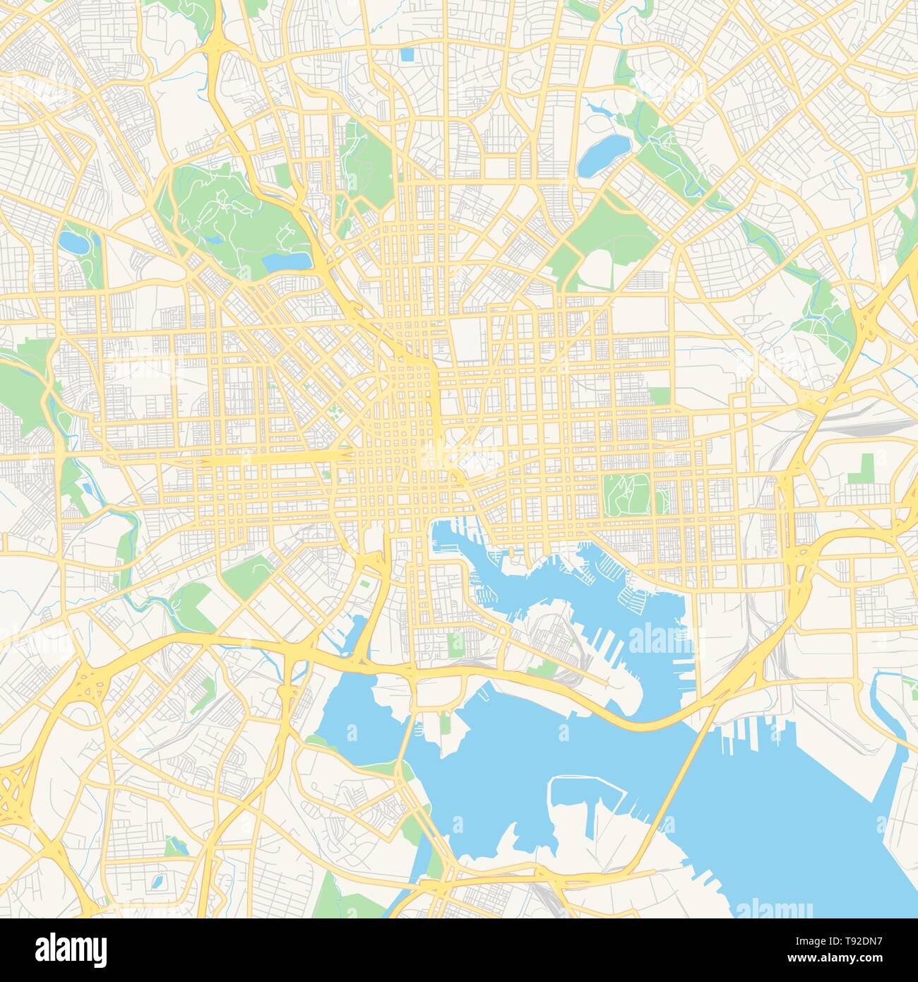Empty Vector Map Of Baltimore Maryland USA Printable Road Map Created In Classic Web Colors For Infographic Backgrounds Stock Vector Image Art Alamy