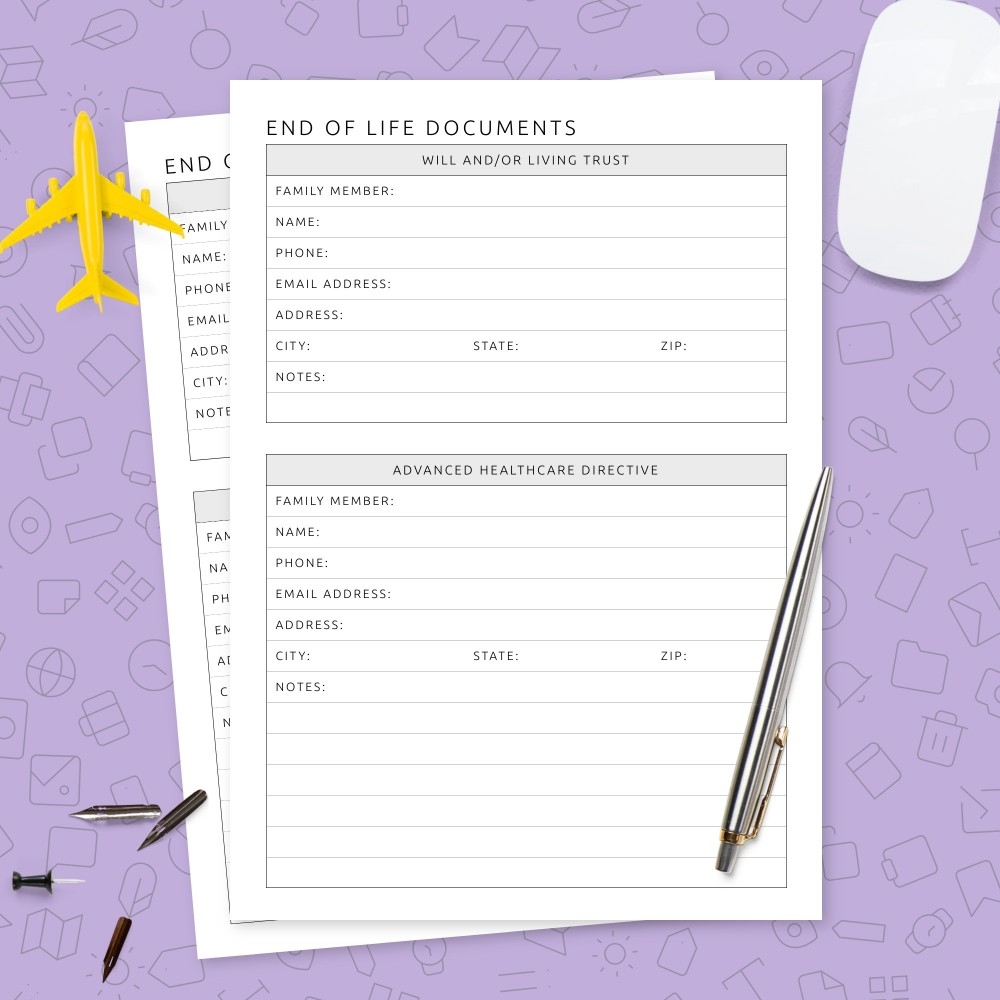Printable End Of Life Planning Worksheet