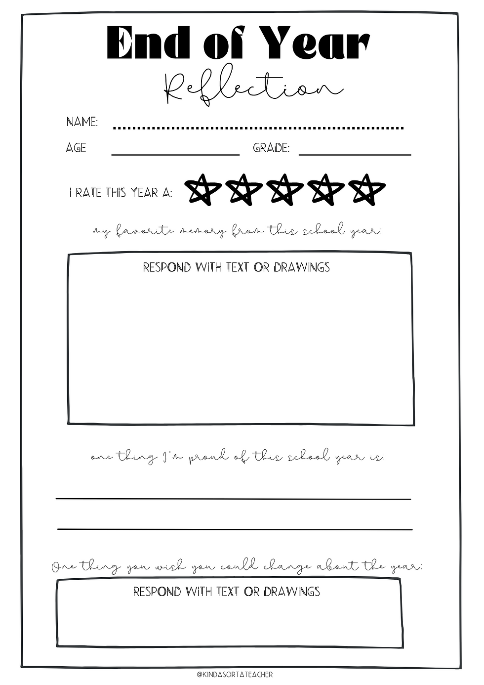 End Of Year Printable Activities Kinda Sorta Teacher