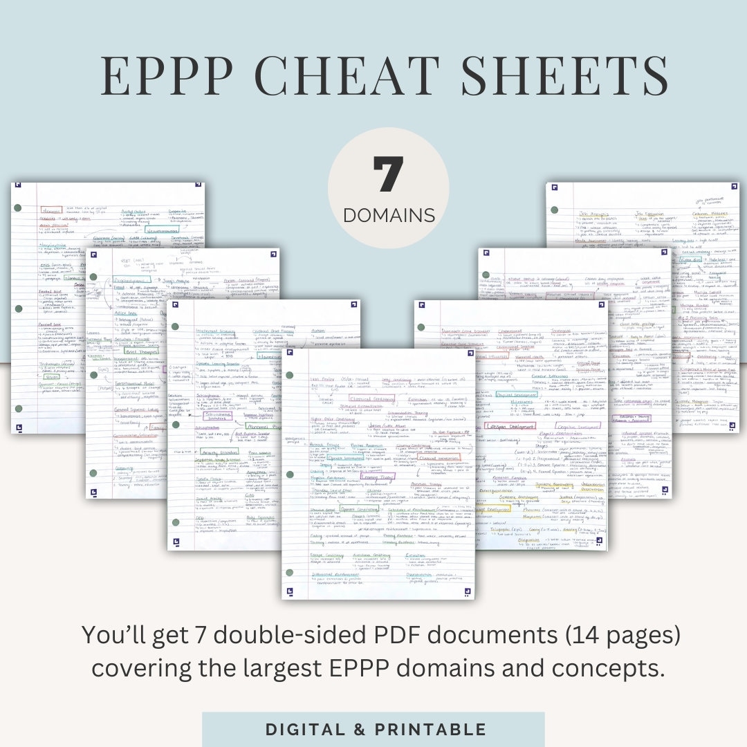 EPPP Study Cheat Sheets Examination For Professional Practice In Psychology Study Materials Etsy