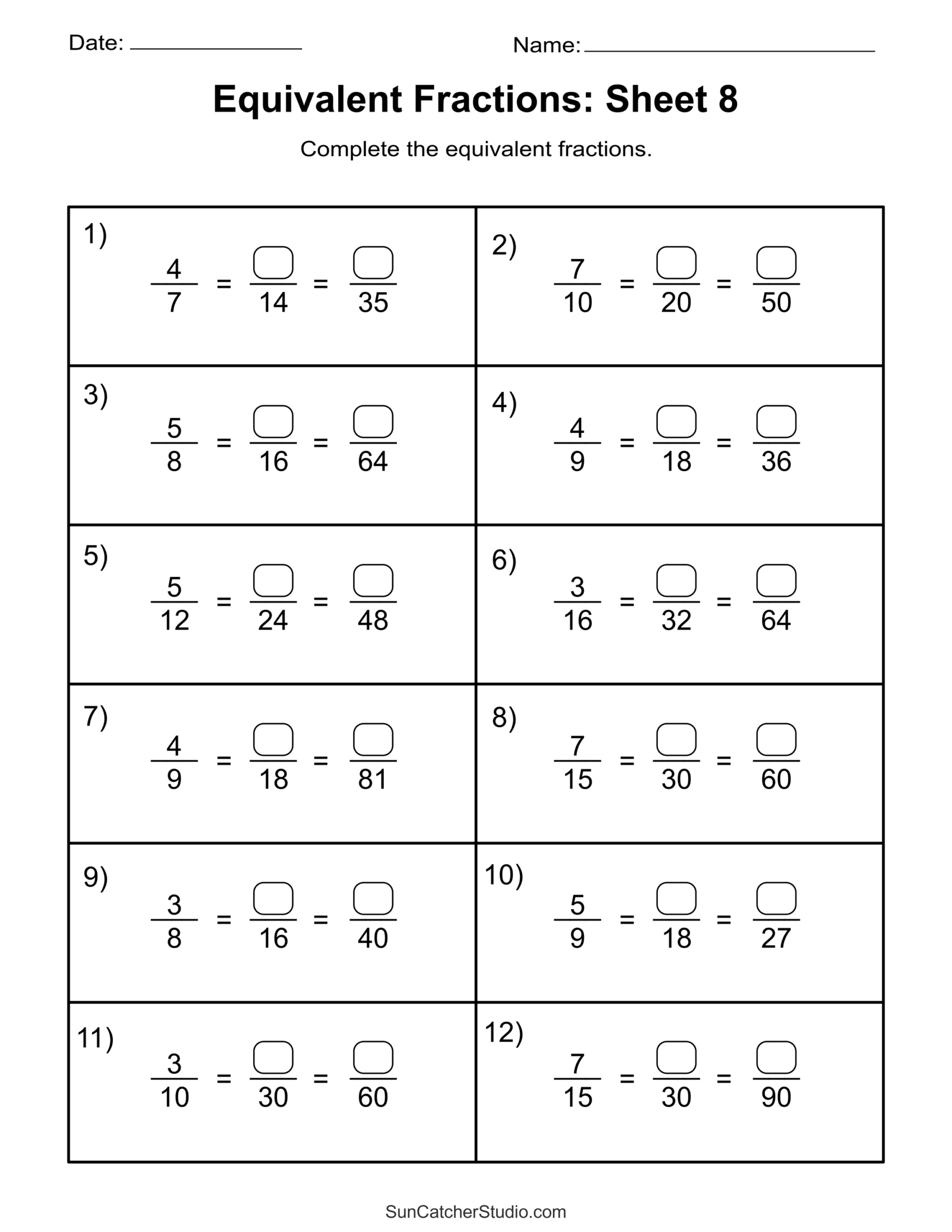 Equivalent Fractions Finding And Writing Equal Fractions Free Printables Monograms Design Tools Patterns U0026 DIY Projects