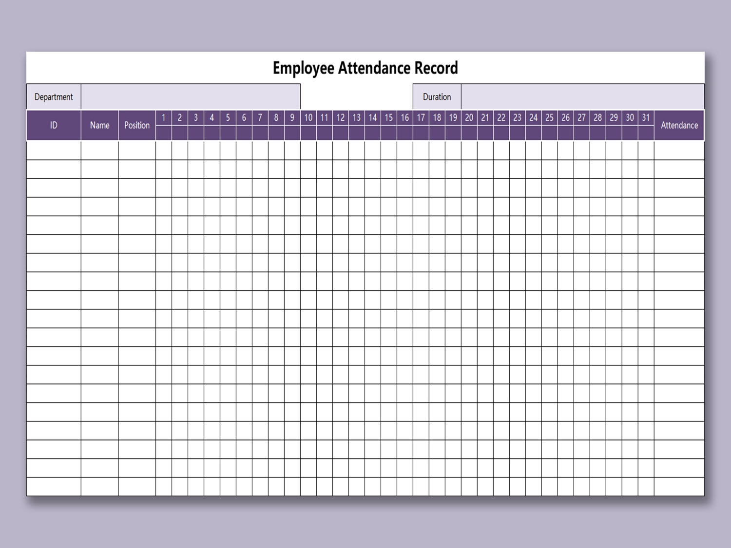 EXCEL Of Employee Attendance Record xlsx WPS Free Templates EXCEL Of Employee Attendance Record xlsx WPS Free Templates