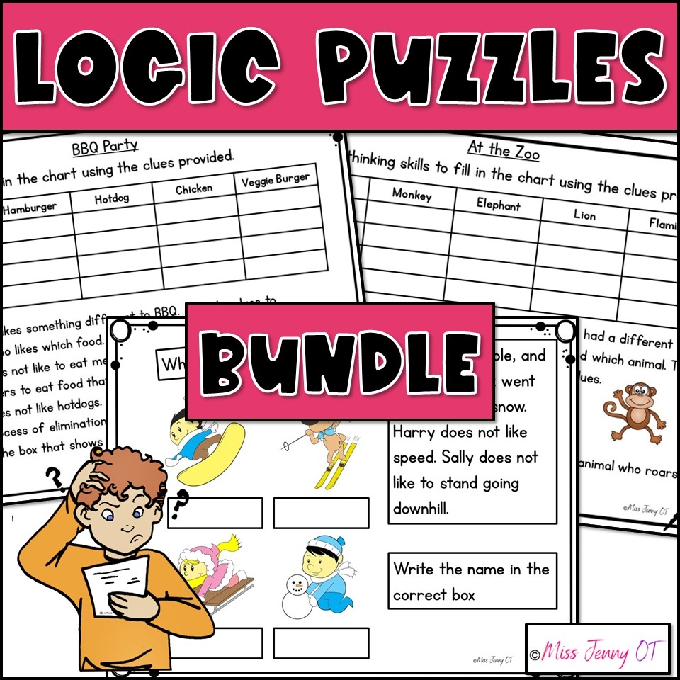 Executive Functioning Activities Logic Puzzle Worksheets For Kids Bundle Miss Jenny OT