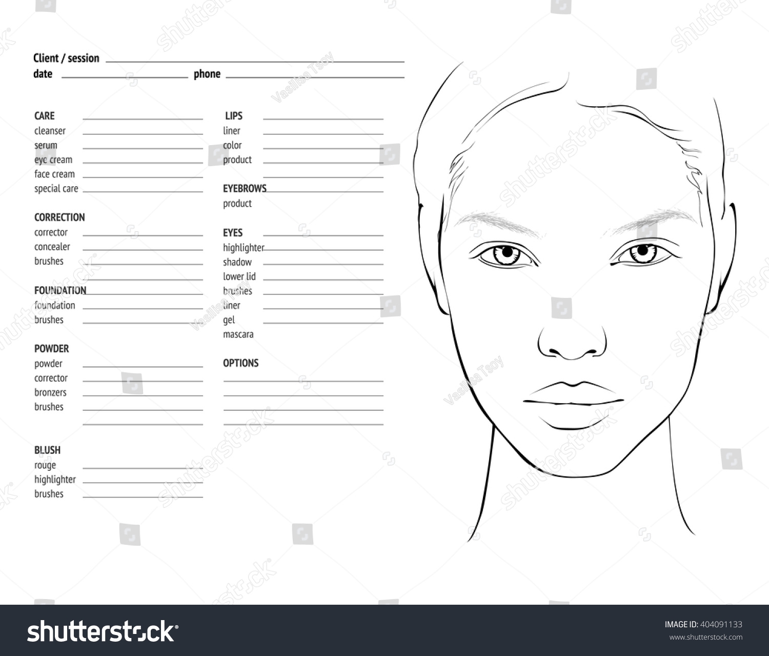 Printable Botox Face Chart