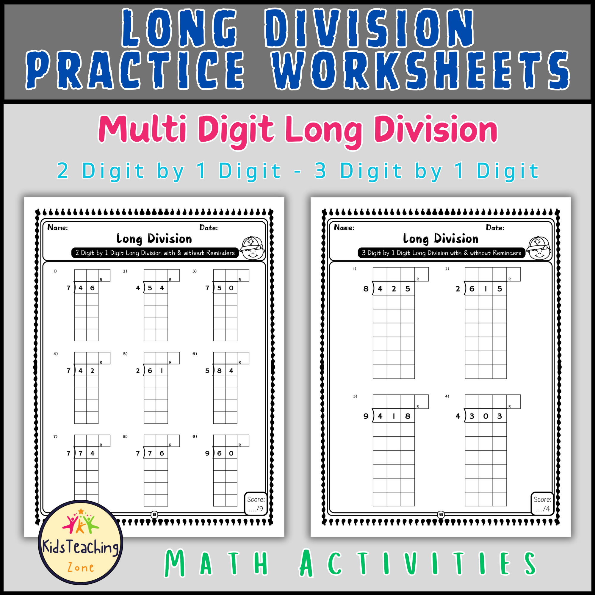 Division Practice Worksheets Printable