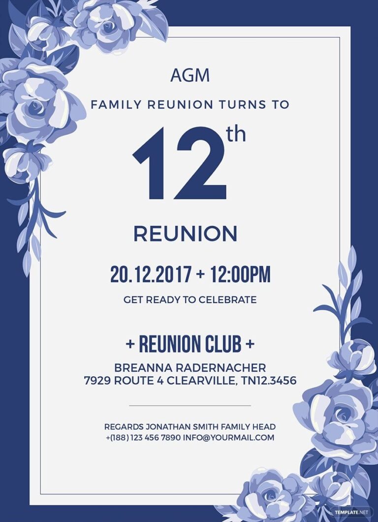 Family Reunion Invitation Template In Illustrator Publisher PSD 