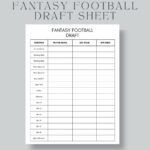 Fantasy Football Draft Sheet US Letter A4 A5 instant Download PDF Etsy