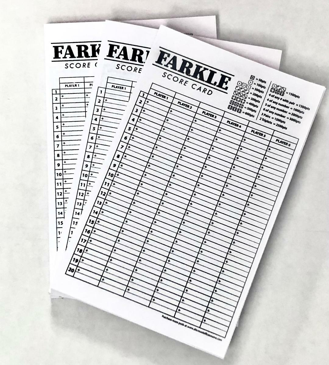Printable Farkle Score Sheets
