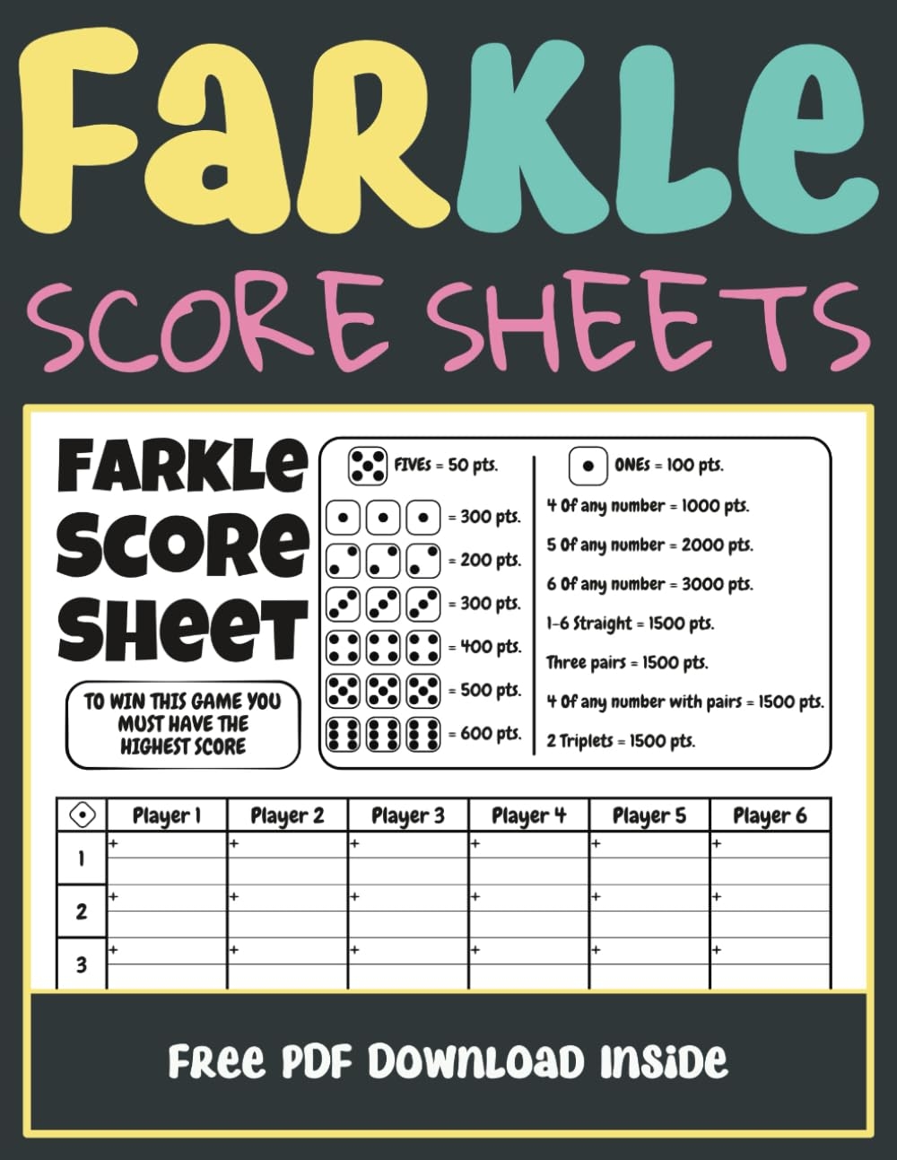 Farkle Score Sheets Fun And Convenient Game Tracking With Free Printable PDF Publishing Ish Amazon Books