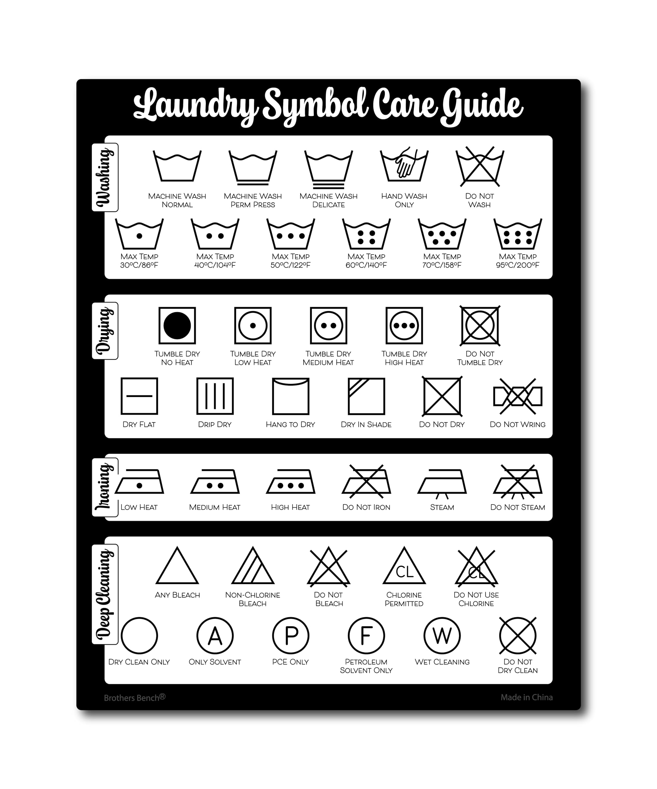 Farmhouse Laundry Symbols Magnet 8x10 Laundry Symbols Chart 39 Icons For Clothing Care Guide Laundromat Care Symbol Wall Art For Home Washing Room Sign Chart Laundromat Room Organization U0026 Decor Buy