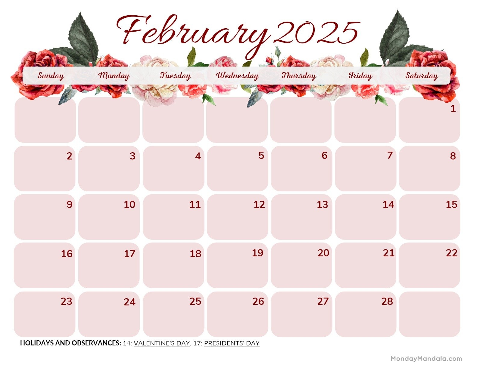February 2025 Calendar 52 Free PDF Printables 