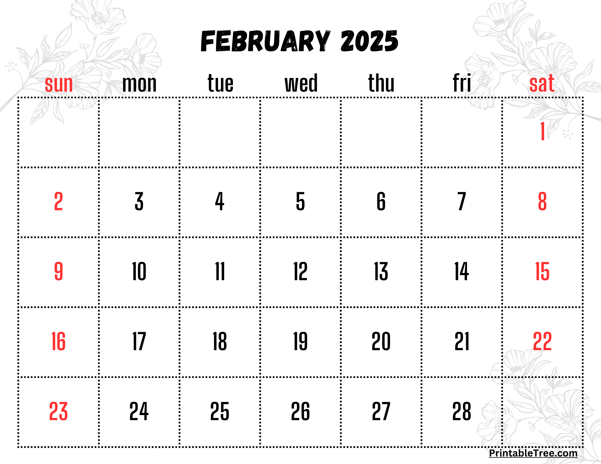 February 2025 Calendar Printable PDF Template With Holidays
