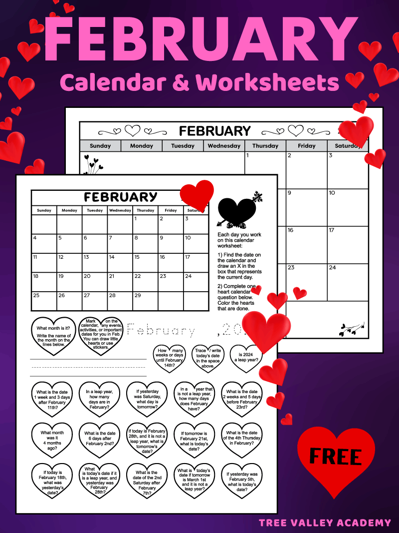 February 2025 Printable Calendar Worksheet For Grade 1 U0026 2
