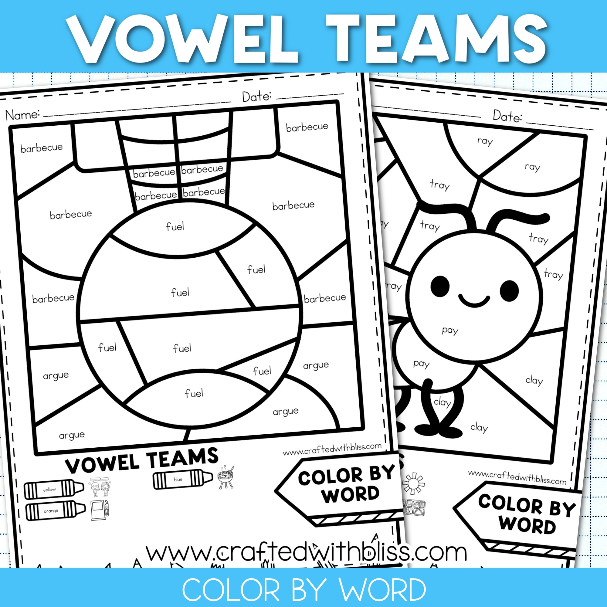 Fill In The Missing Vowel Team Printable Reading Worksheet 