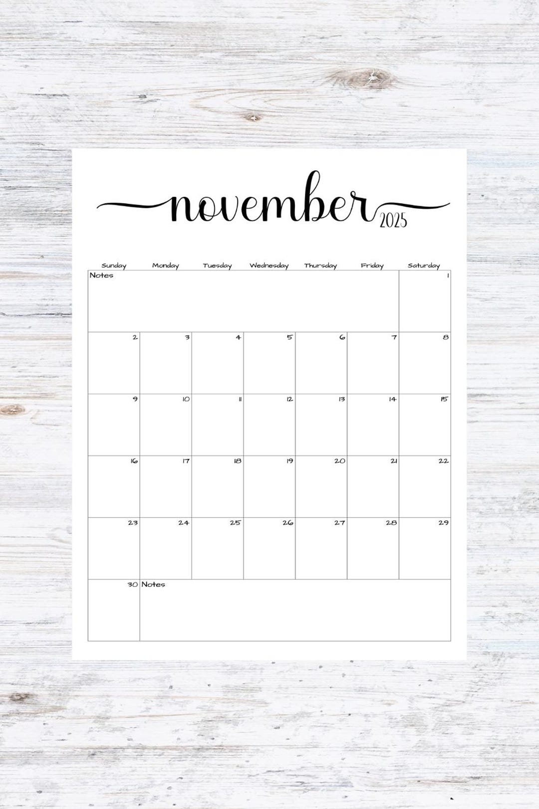 Fillable editable November 2025 Calendar November 2025 Calendar Simple Script Calendar Instant Download PDF PNG JPG Etsy