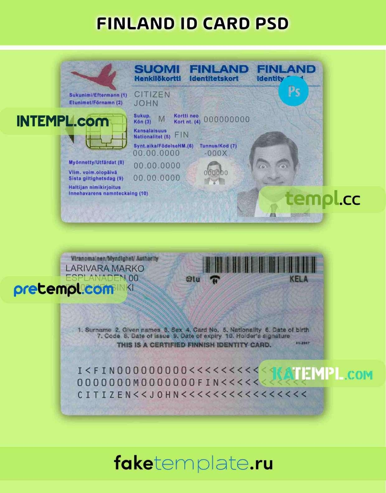 Finland Identity Card PSD Download Template Version 2 By Intempll 