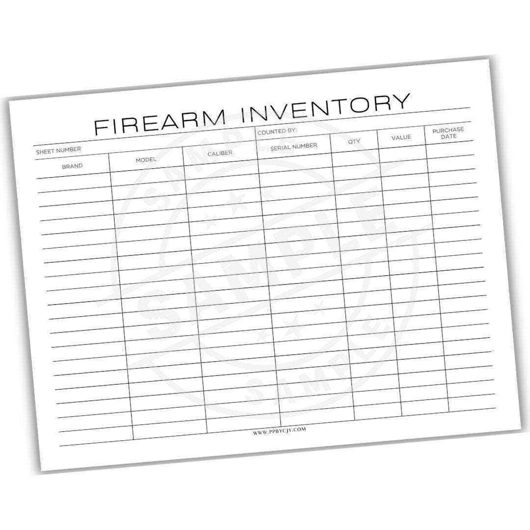 Firearm Inventory Printable Template Gun Collection Log Firearms Record Keeper Shooting Gear Tracker Instant Digital Download Etsy