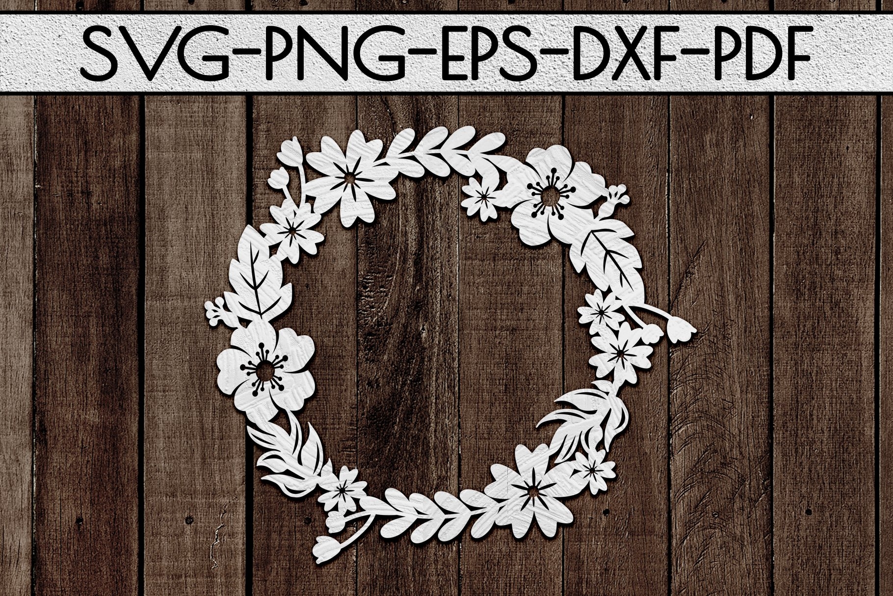 Floral Wreath Papercut Template Summer Design SVG PDF DXF