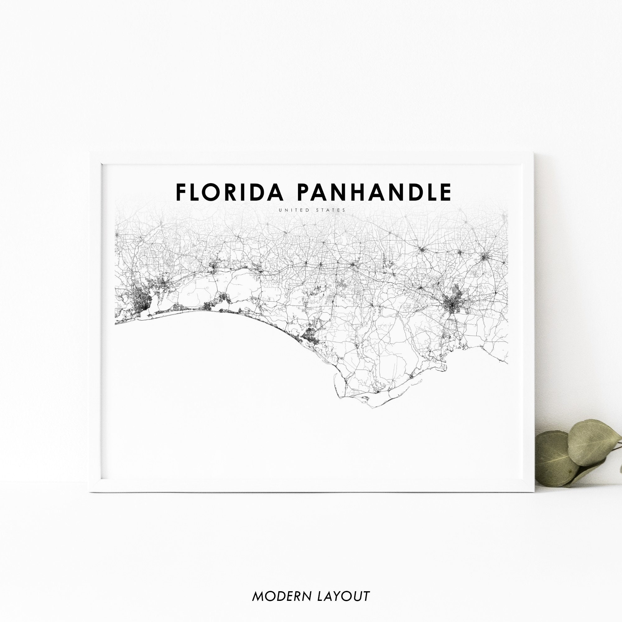 Florida Panhandle FL Map Print Florida USA Map Art Poster City Street Road Map Print Nursery Room Wall Office Decor Printable Map Etsy