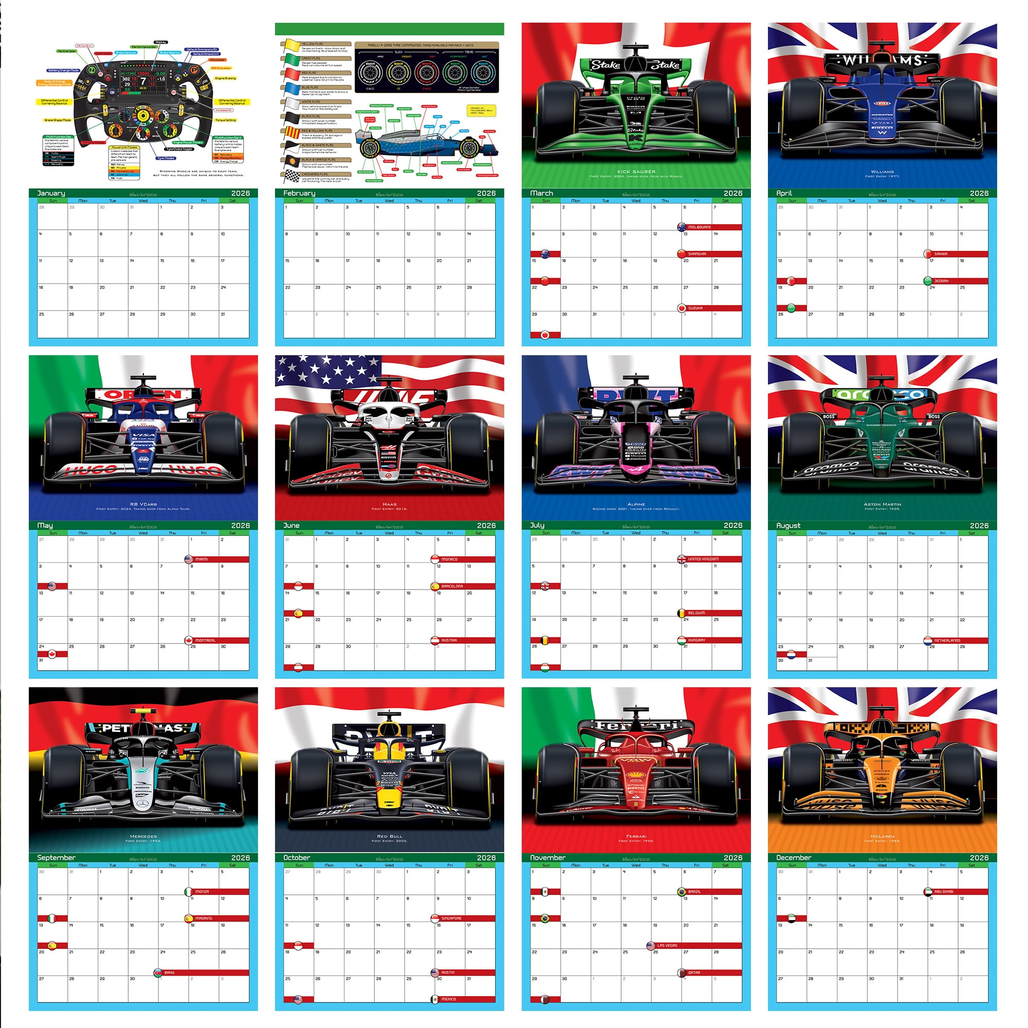 Formula 1 2026 Calendar Racing Teams 12 Month Calendar GPBox