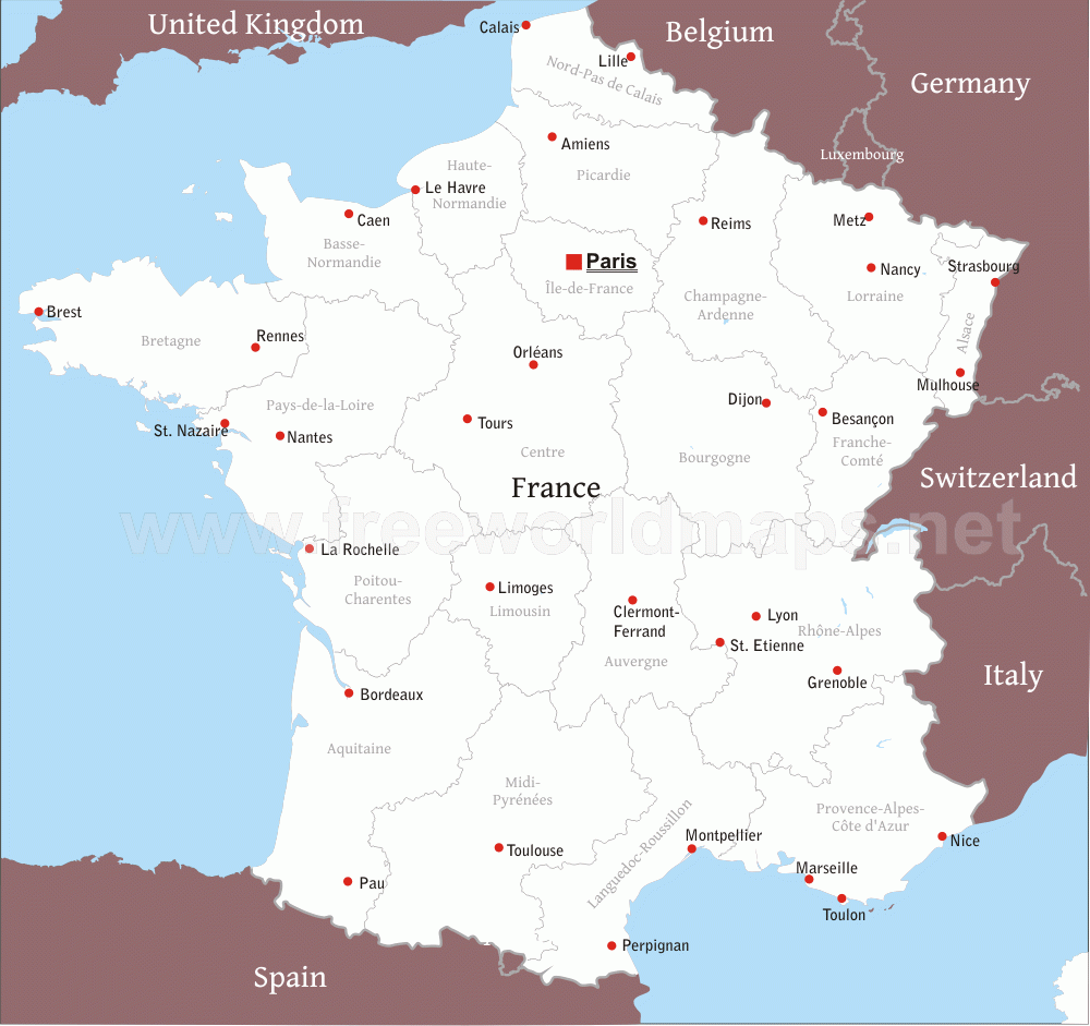 Free Printable Map Of France Free Printable Map Of France