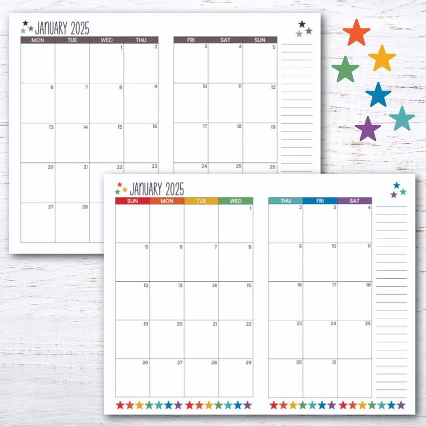 Free 2025 Calendar Half Size Landscape Krafty Planner