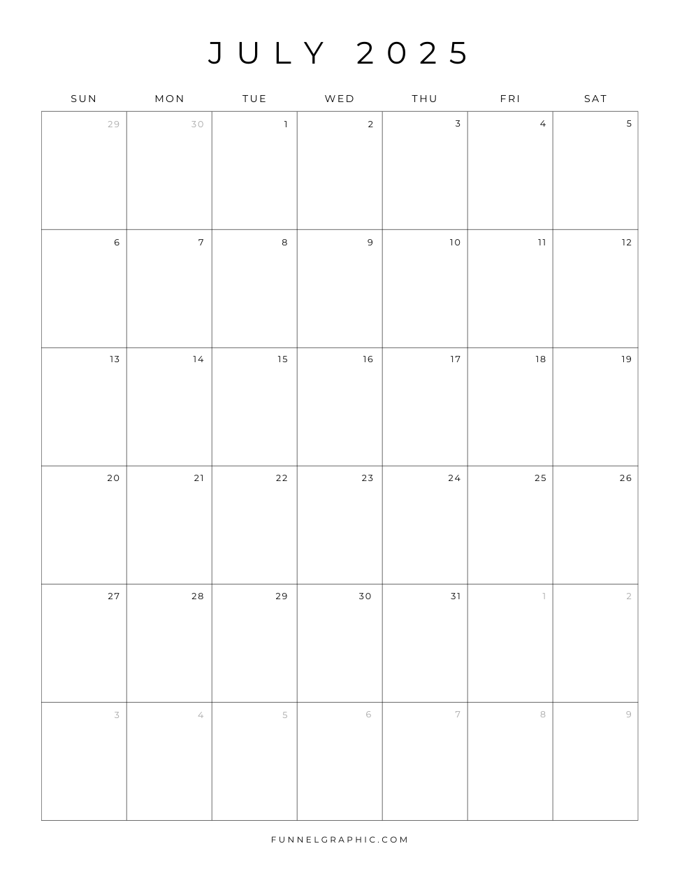 Free 2025 Calendar Printable Blank Portrait Templates
