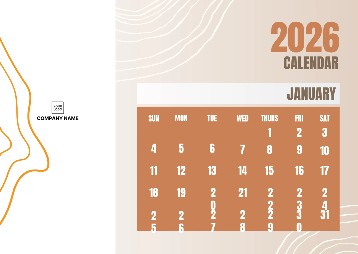 Free 2026 Monthly Calendar Template To Edit Online