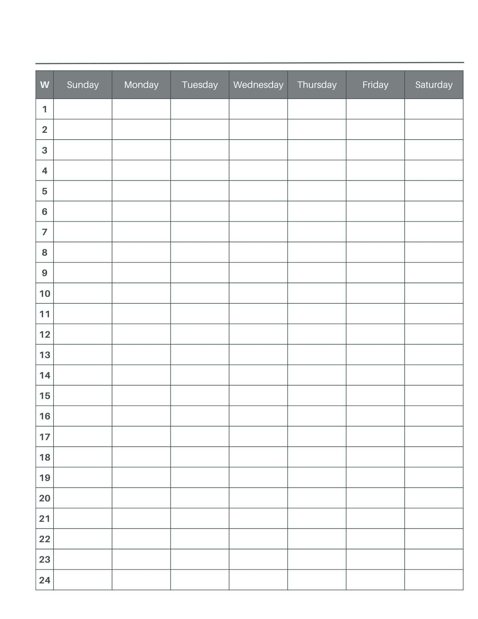 Calendar 24 Printable
