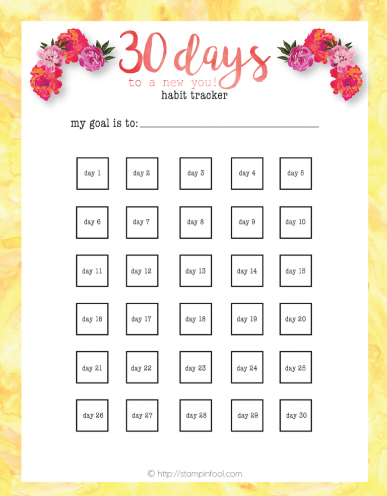 FREE 30 Day Habit Tracker Printable Reach Your Goals With This Sheet