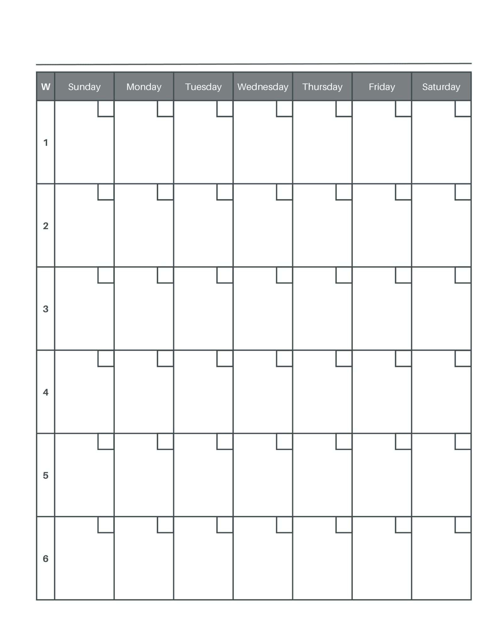 Large Block Printable Calendar