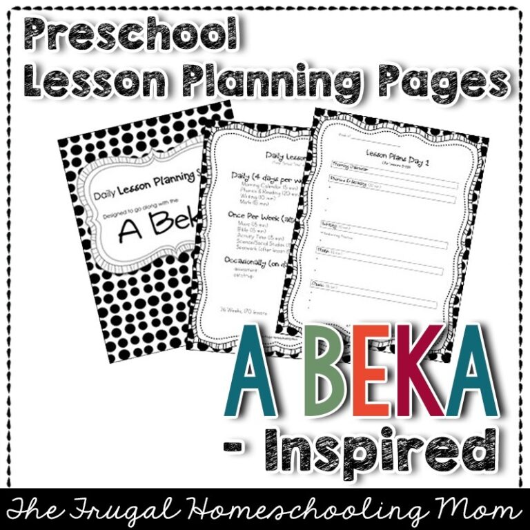 Free A Beka K4 Lesson Plans A Homeschooling Outline Free Homeschooling The Frugal Homeschooling Mom