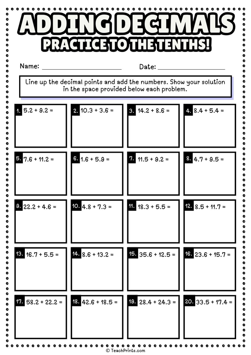 Free Adding Decimals Worksheets Teach Prints Free Adding Decimals Worksheets Teach Prints
