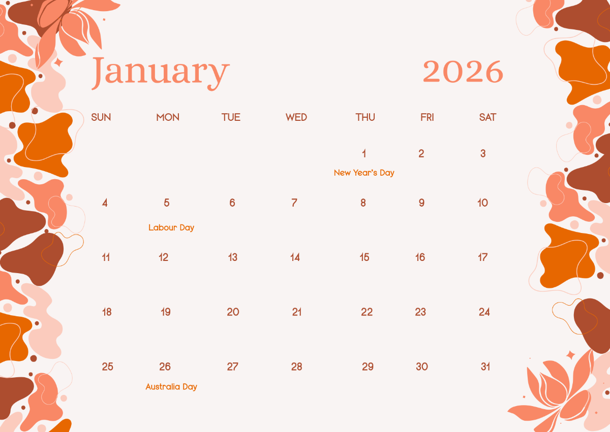 Australia Calendar 2026 Printable