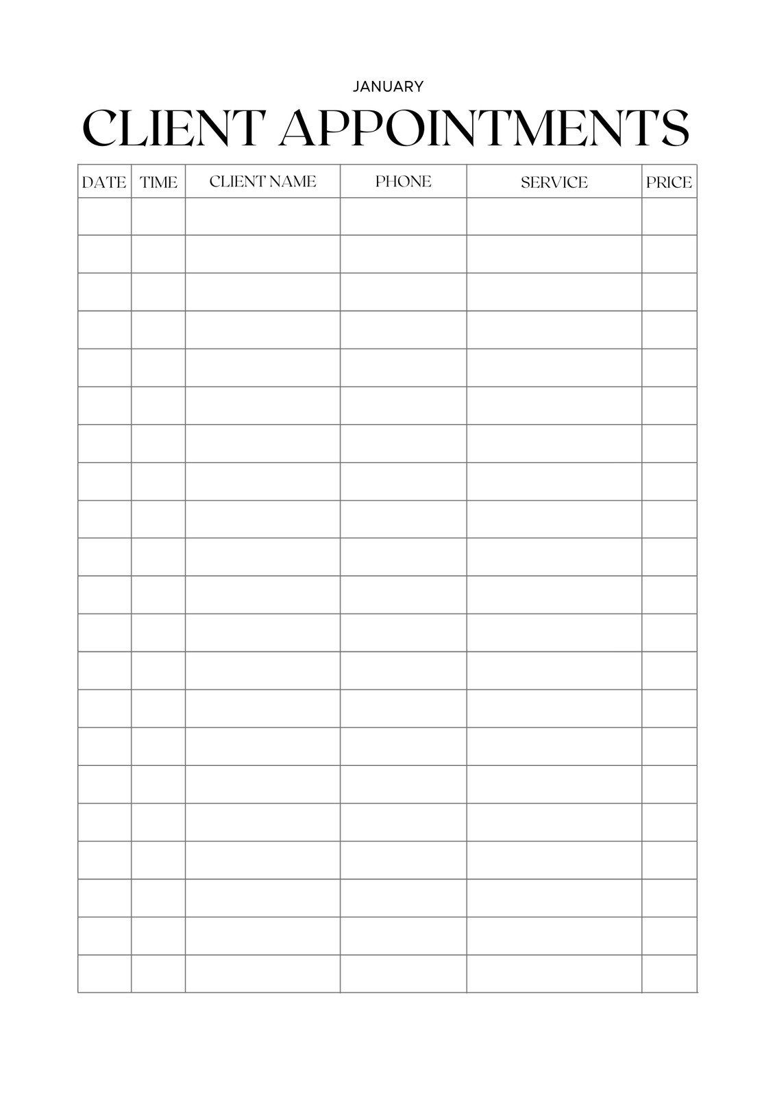 Free And Customizable Appointment Templates