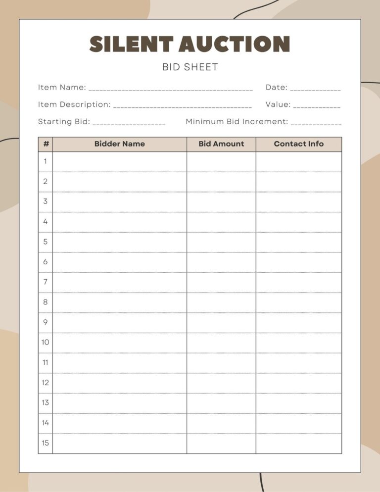 Free And Customizable Auction Templates