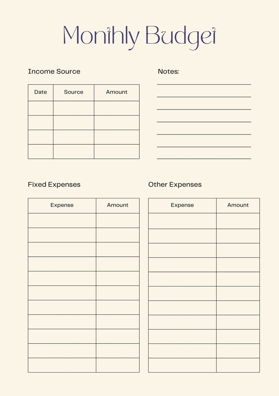 Free Printable Budget Planner Worksheet